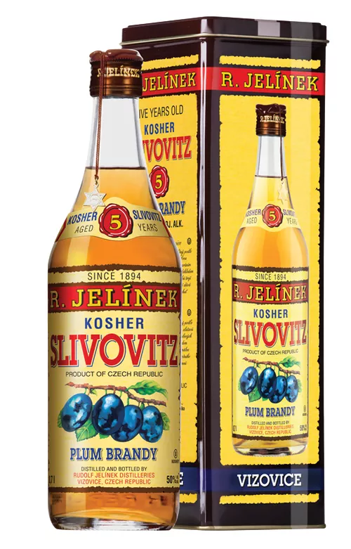 Rudolf Jelínek Slivovice Kosher Slivovitz 5 yo Zlatá R.Jelínek tuba 50 % 0,7 l