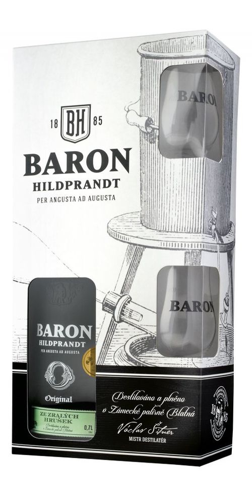 Baron Hildprandt Zralá Hruška 0,7l 40% + 2x sklo GB